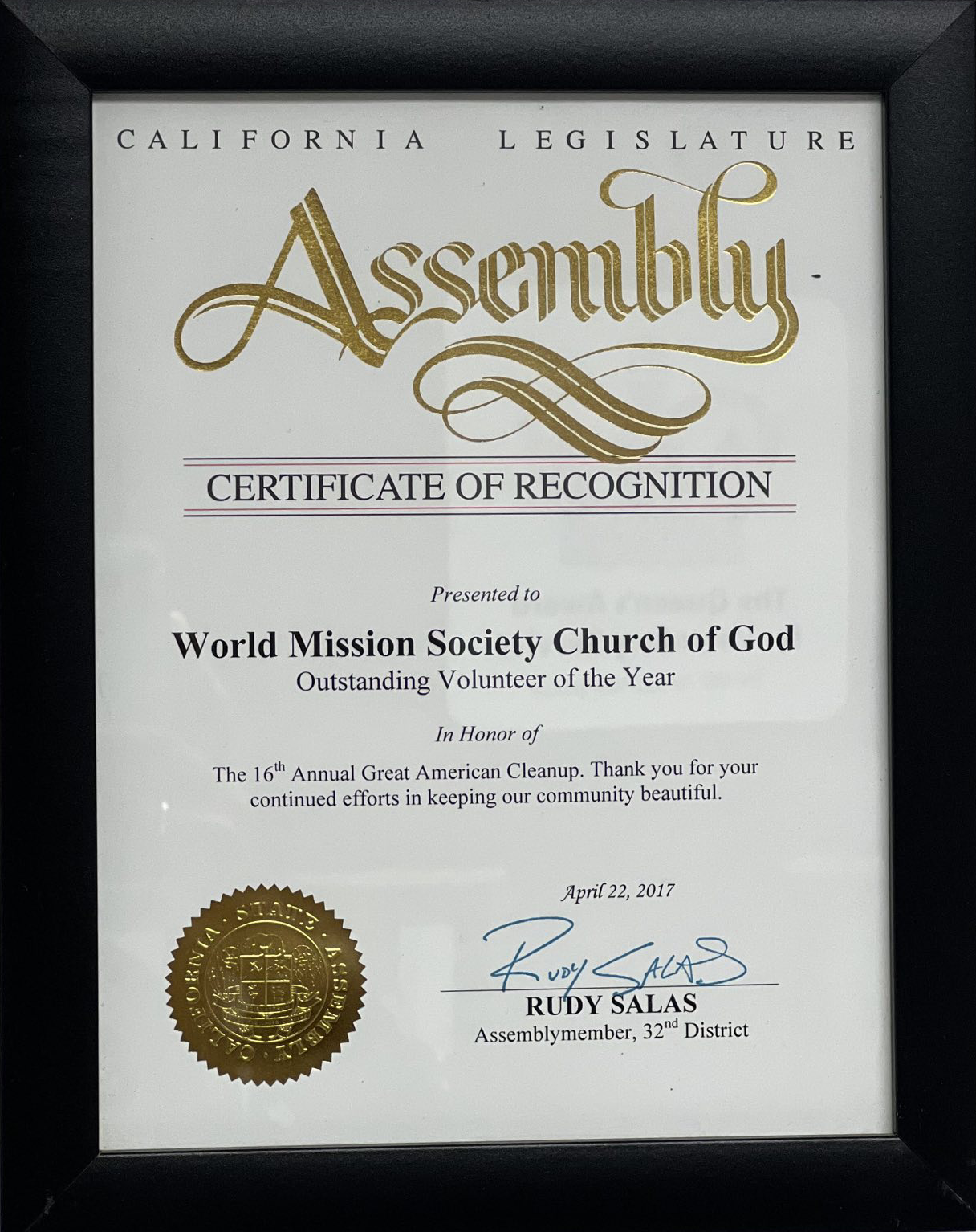 Read more about the article Certificate of Recognition